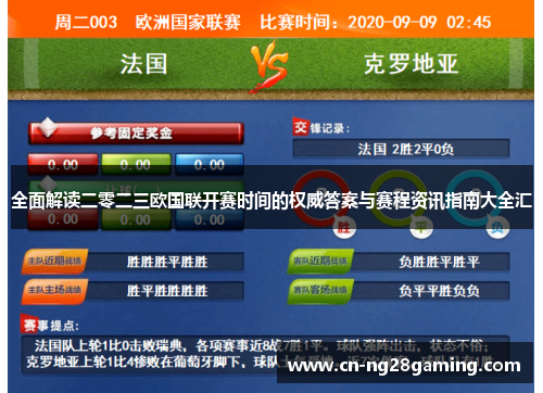 全面解读二零二三欧国联开赛时间的权威答案与赛程资讯指南大全汇 全面解读二零二三欧国联开赛时间的权威答案与赛程资讯指南大全汇