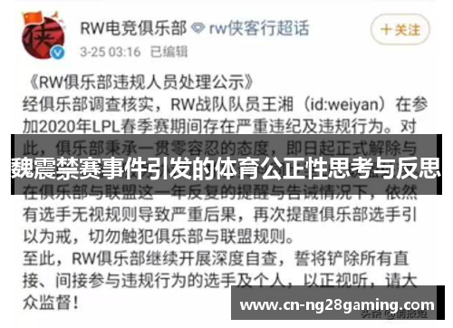 魏震禁赛事件引发的体育公正性思考与反思
