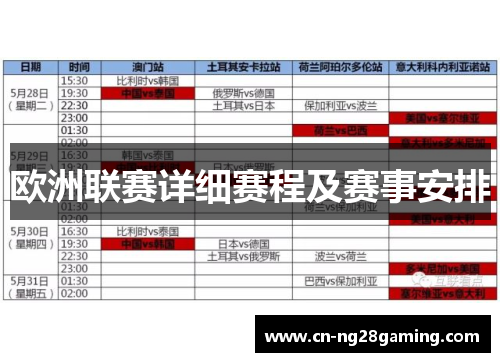 欧洲联赛详细赛程及赛事安排